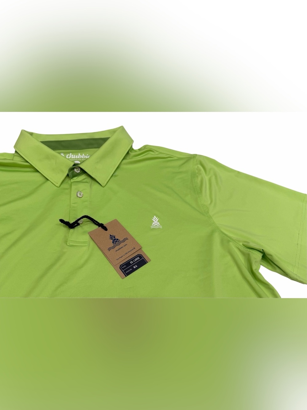 Chubbies Mens Tea Time Green Performance  Golf Polo Shirt  XXL NWT
